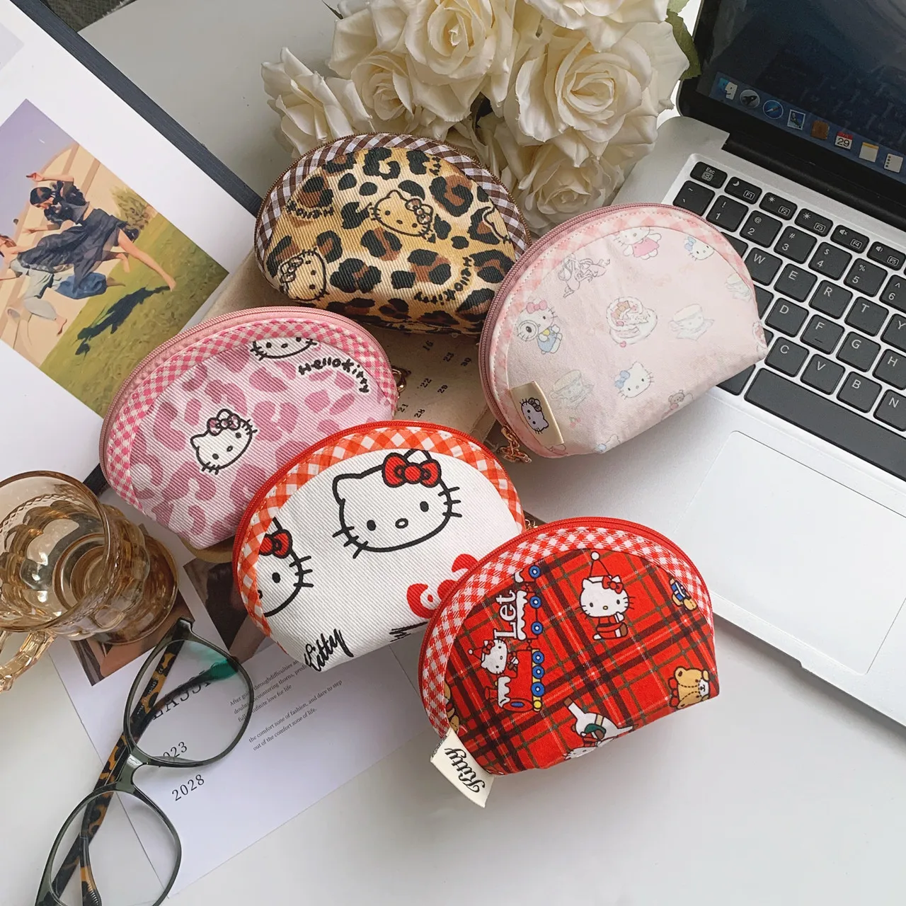 

Мультяшный аниме-кошелек Hello Kitty с молнией для девочек, миниатюрный простой милый детский кошелек-сумочка для хранения мелочей, подарки
