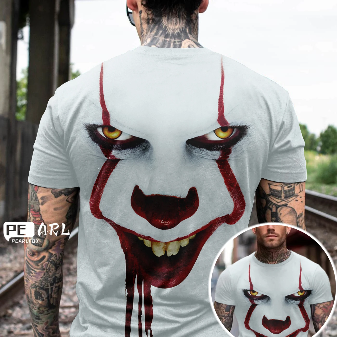 Hot New Pattern T-shirt Clown Theme Men\'s T-shirt 3D Printed Halloween Short Sleeve Printed Costume Street Fashion Punk&Gothic