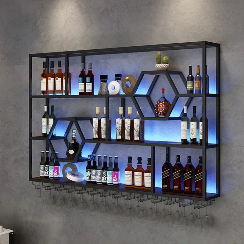 Display Industrial Wine Cabinets Commercial Wall Mounted Modern Unique Wine Racks Storage Bar Adega Barzinho Home Decoration