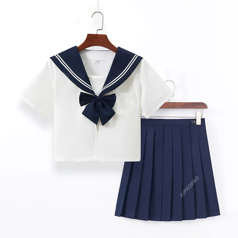 Japanese School Uniform Suit Sailor JK S-2XL Basic Cartoon Girl Navy Sailor Uniform Black Sets Navy Costume Women Girl Costume