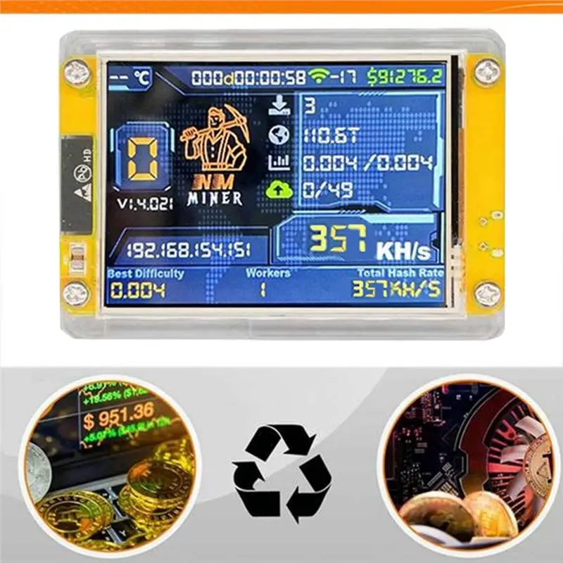 A42Z-357KH/S Nmminer Nerdminer Bitcoin Crypto Solo Miner 2.8 Inch Smart Display Nerdminer Upgraded 357KH/S Harshrate