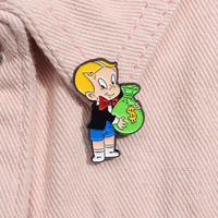 Cartoon Richie Rich Money Bag Enamel Pin Cute Anime Character Brooch Lapel Backpack Badge Party Jewelry Gift For Kisd Friends