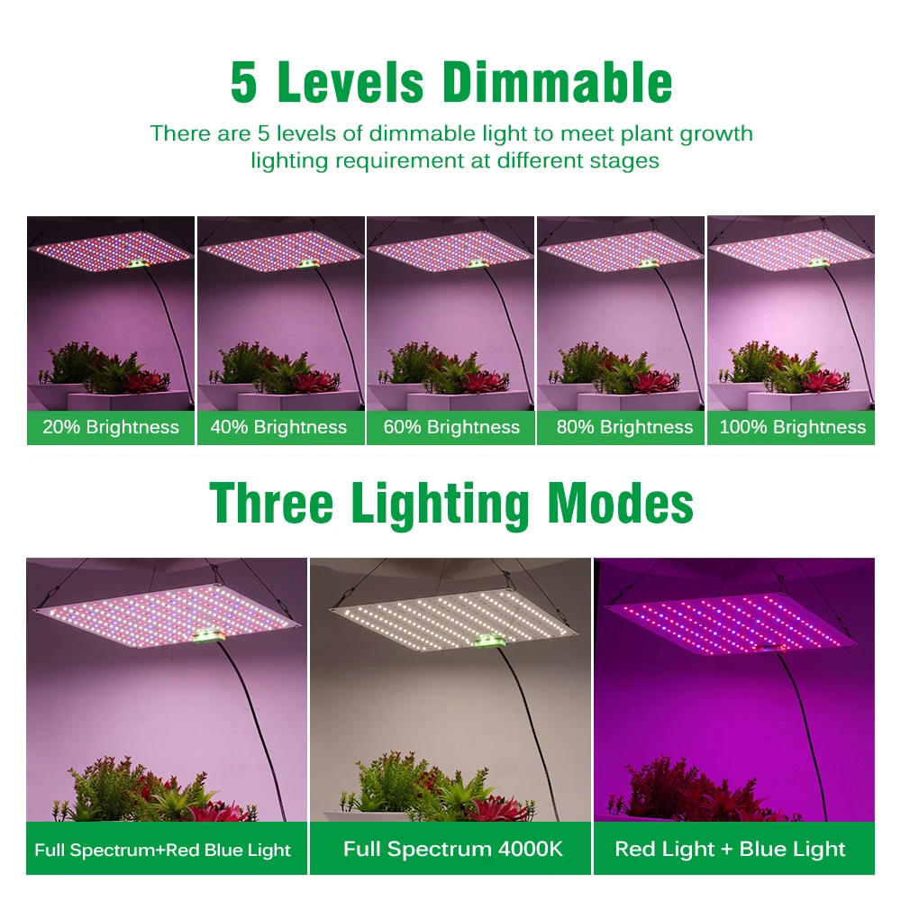 Full Spectrum LED Grow Light Samsung LM281B For Vegetables Flowers 306Pcs 5 Levels Dimmable 4000K For Greenhouse Plants