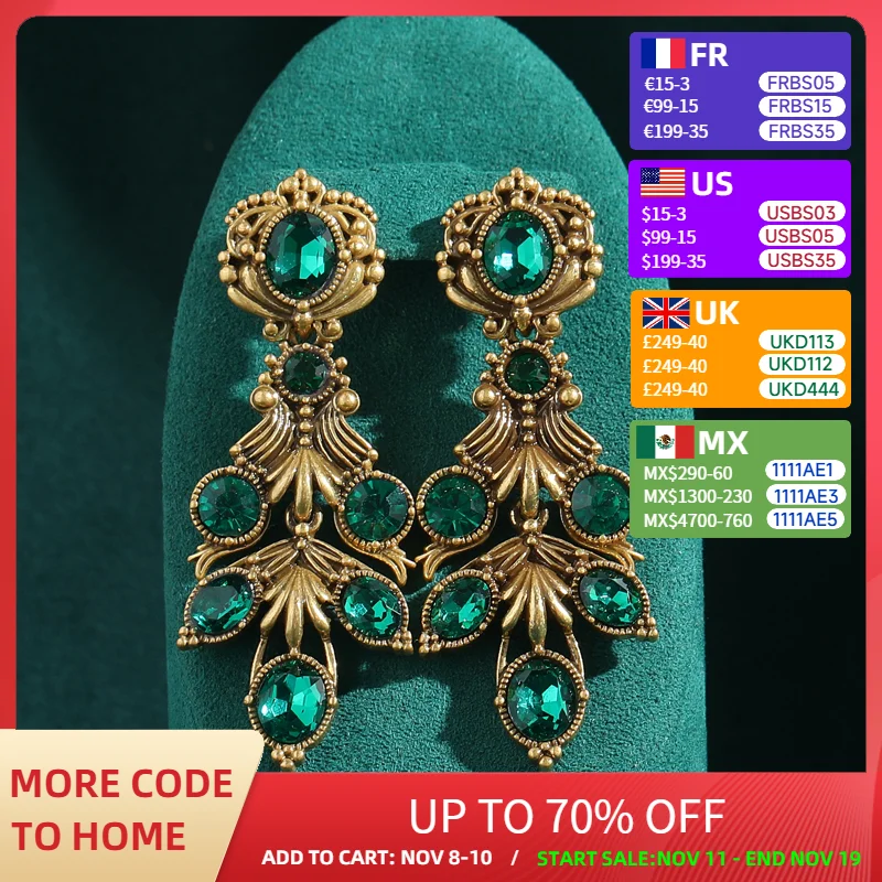 

Винтажные серьги с зелеными глазурованными листьями цвета антикварного золота для женщин, роскошные серьги-капли, большие преувеличенные большие дизайнерские ювелирные изделия, Новое поступление