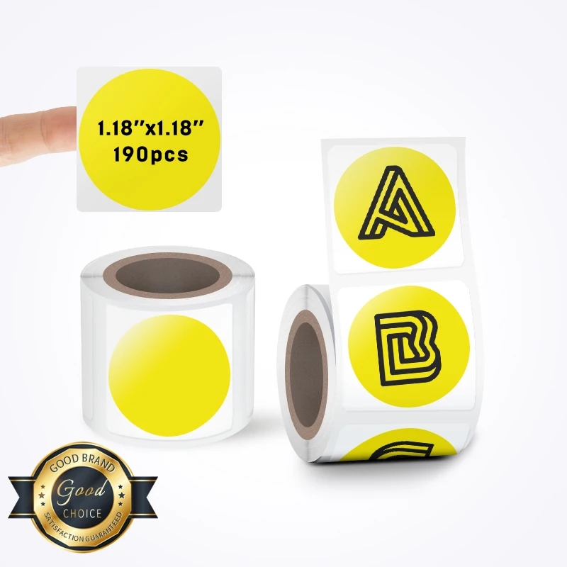 

SINMARK Yellow Round Stickers Thermal Label Blank Self-Adhesive Paper DIY Compatible with Phomemo DETONGER Printer