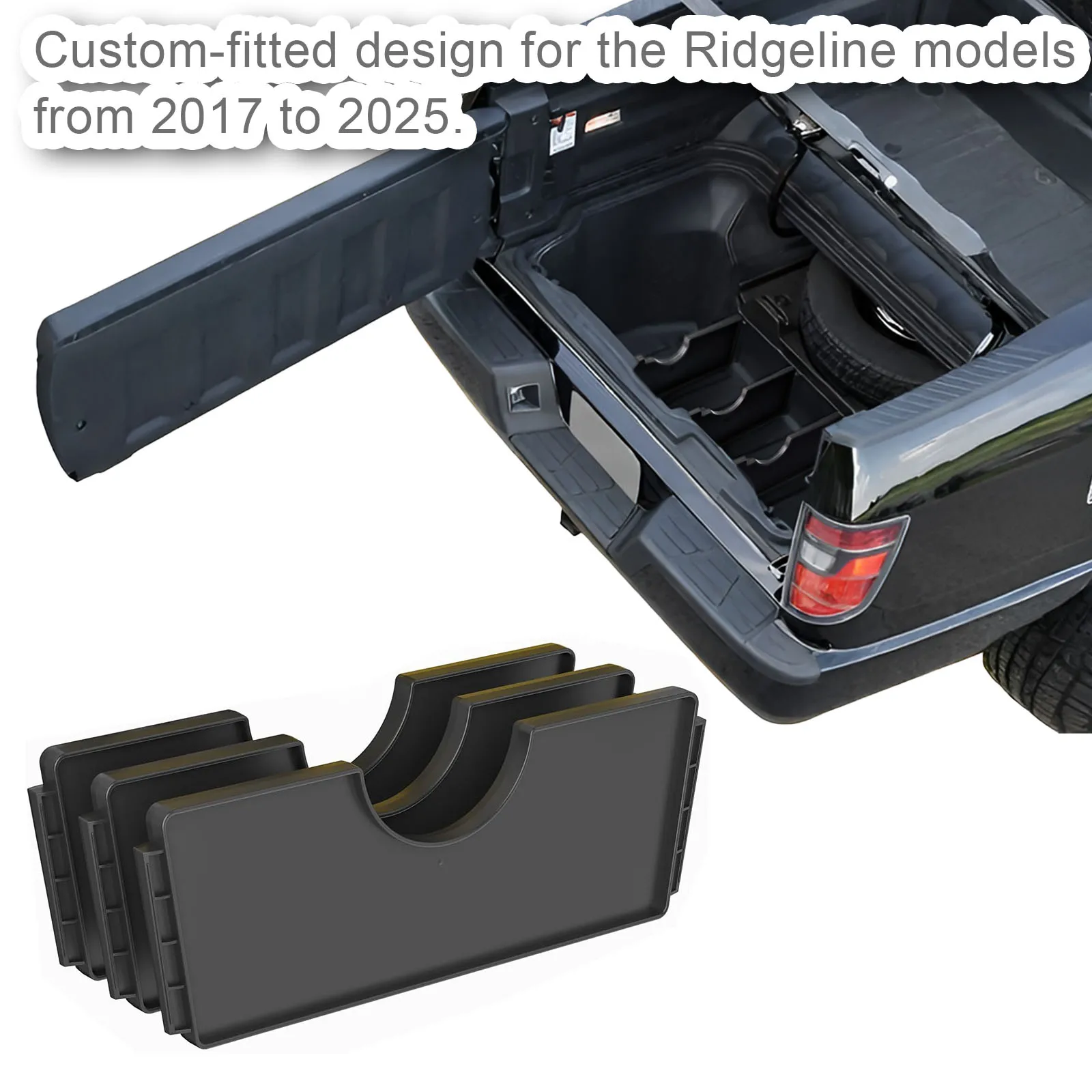 

For 2017-2025 Honda Ridgeline Truck Rear Storage Box Dividers Tailgate Storage Dividers Trunk In-Bed Dividers Tray Accessories