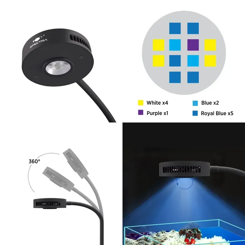 36W Full Spectrum Marine Aquarium Reef Light with Sunrise Sunset Simulation Programmable Dimmer for Coral Fish Tank Lighting