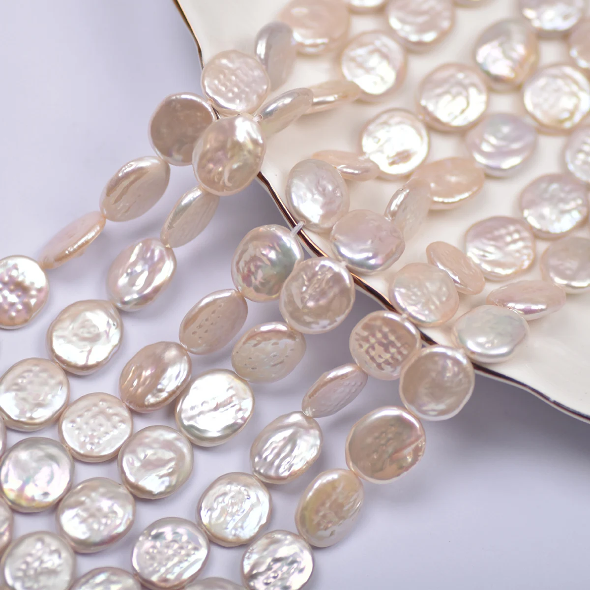 Natural Pearl Baroque Shaped Irregular Round Cross Button Beads for Making DIY Charm Jewelry Necklace Bracelet Earring Gift