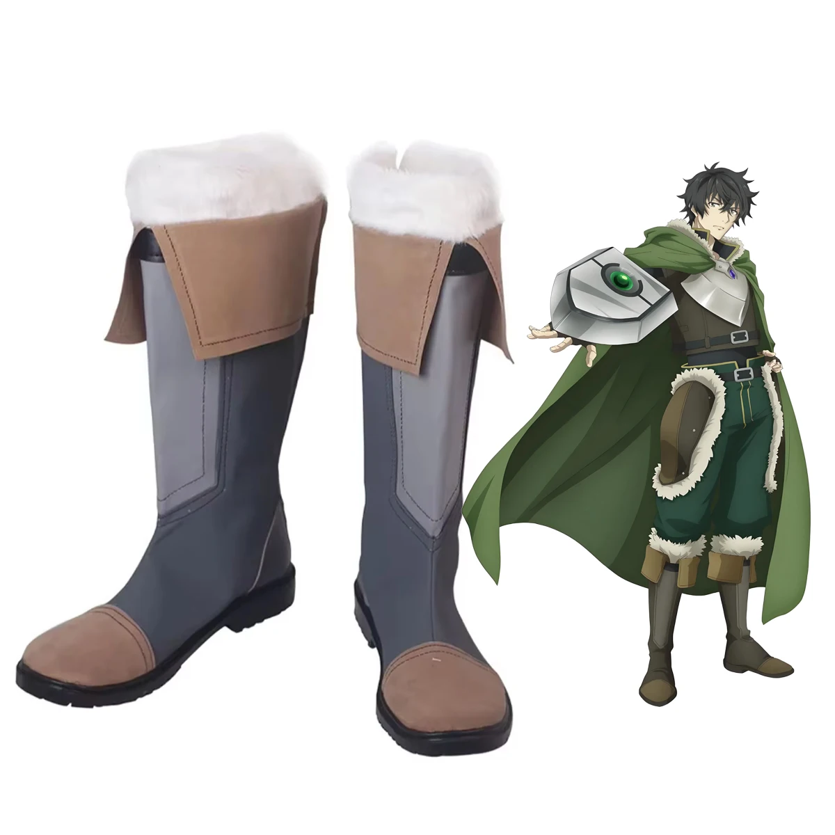 Zapatos de Cosplay personalizados para hombres y mujeres, diseño del héroe Naofumi Iwatani de la ascensación del escudo, talla a medida para adaptarse