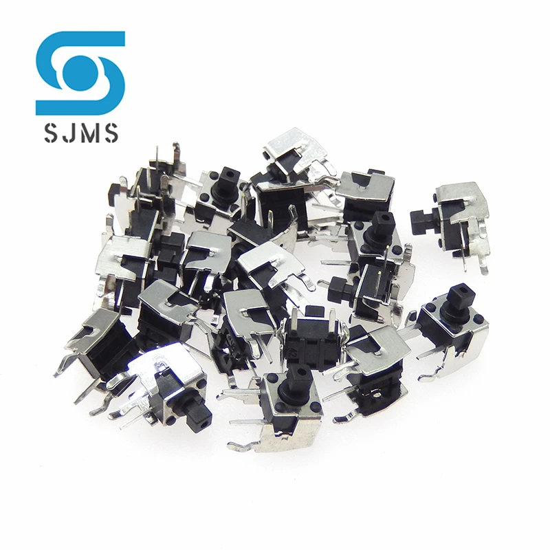 20PCS 6x6mm Panel PCB Momentary Tactile Tact Push Button 4-Pin Self-reset Mini Switch 6*6*7.3mm Right Angle With stent