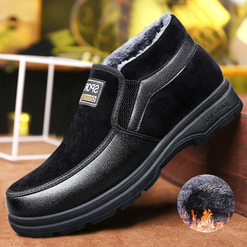 

Men's Winter Velvet Thick Boots Winter Men Boots Casual Warm Ankle Boots Shoes for Man Sneakers Winter Plush Fur Male Footwear