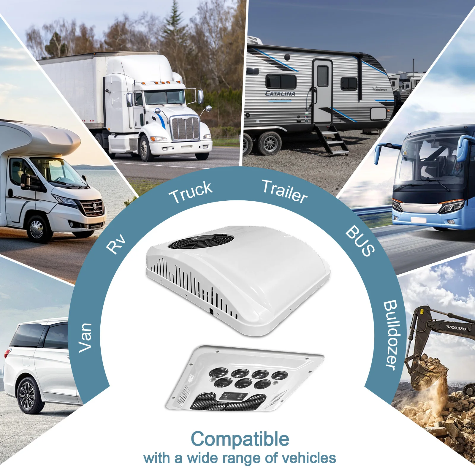 แอร์ติดหลังคา Aspligo 12v แบบร้อนและเย็น สำหรับรถบ้าน รถตู้ รถบรรทุก รถมอเตอร์โฮม คาราวาน ประหยัดพลังงาน