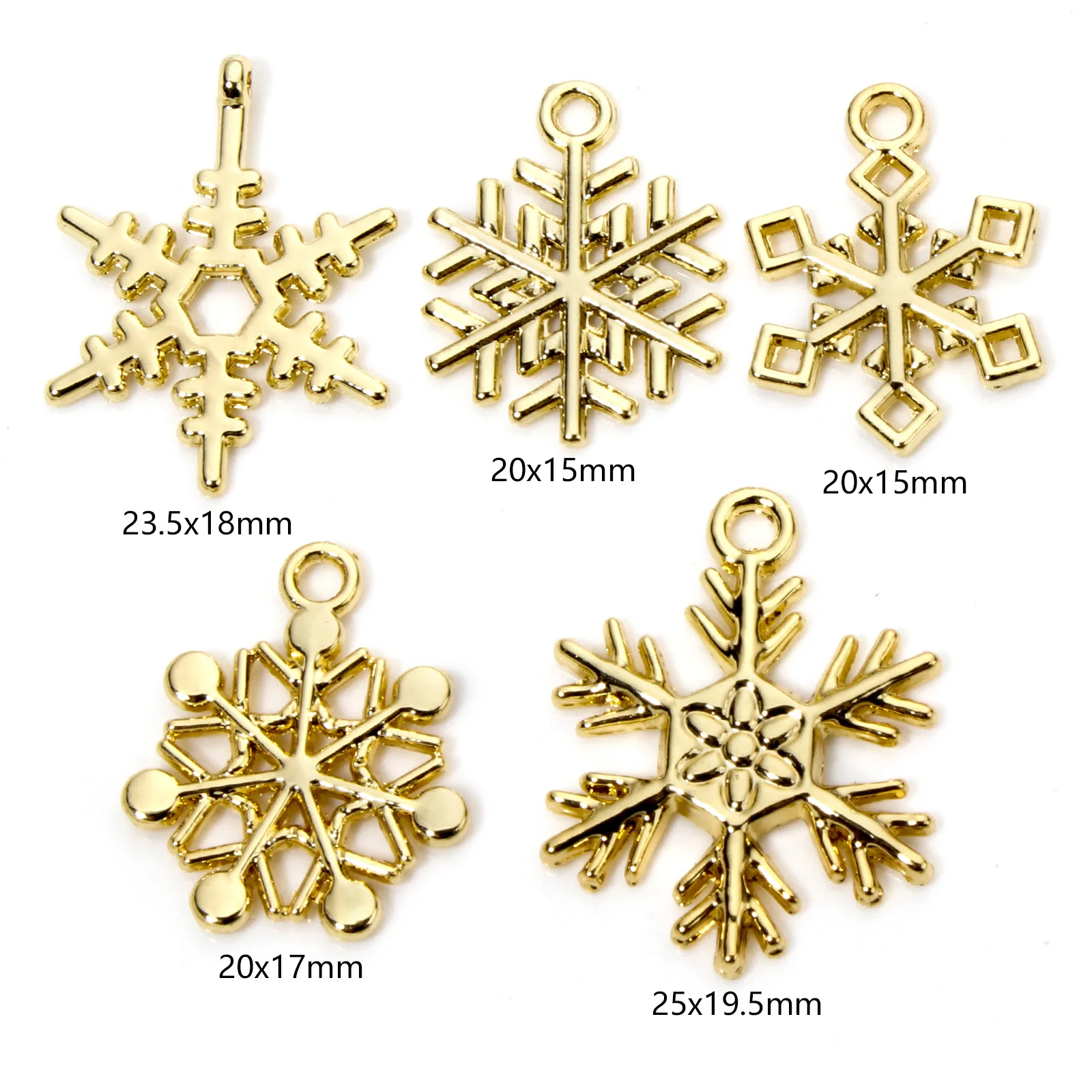 10pcs New Christmas Charms Gold Color Christmas Snowflake Hollow Zinc Alloy Pendants DIY Necklace Earrings For Women Jewelry