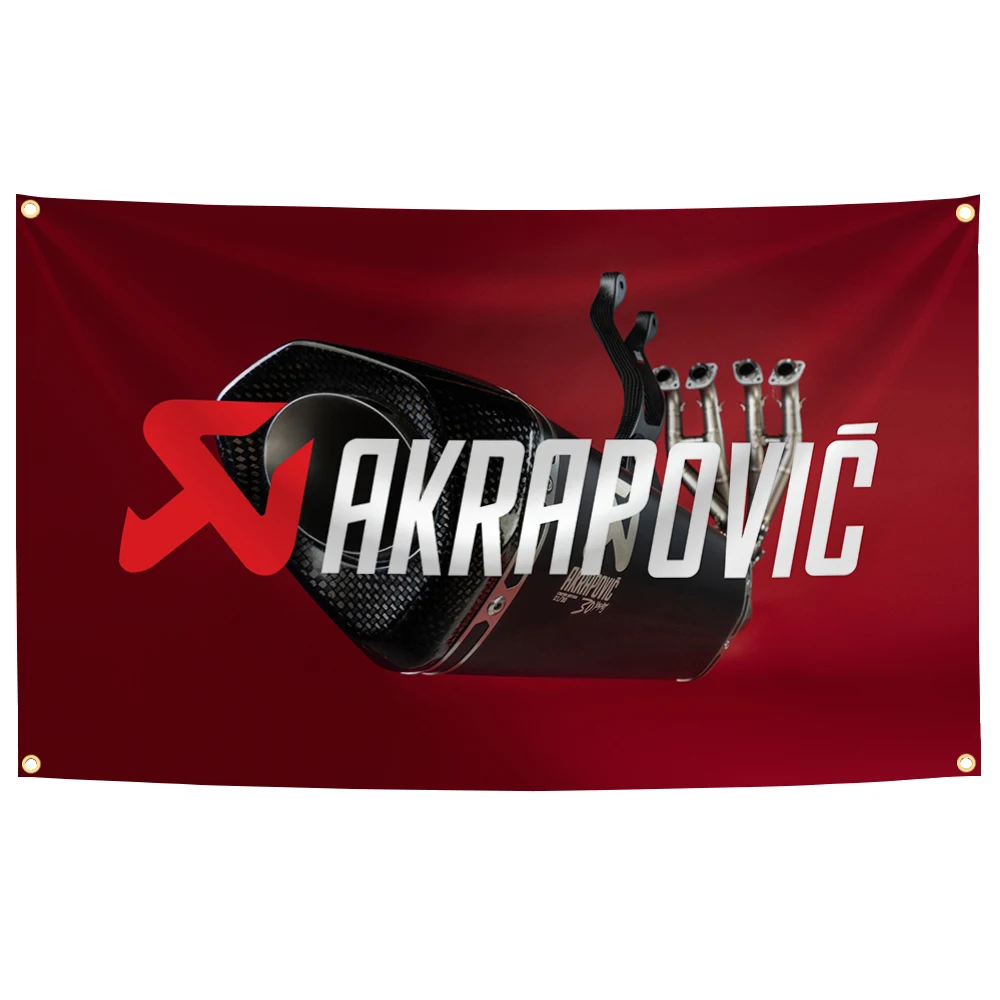 90x150 سنتيمتر A-Akrapovics دراجة نارية العادم العلم البوليستر الطباعة راية ل المرآب جدار الفن ديكور المنزل في الهواء الطلق نسيج