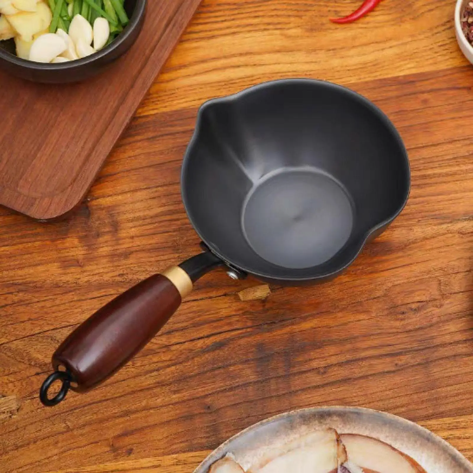 

Hot Oil Pan Oil Warmer Pot Iron with Long Handle Butter Warmer for Burns Oil