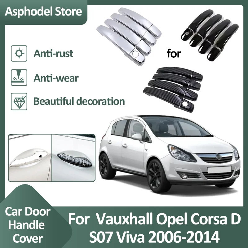 Car Door Handle Trim Cover For Vauxhall Opel Corsa D S07 Viva 2006~2014 Exterior Luxurious Chrome Sticker Decor Atuo Accessories