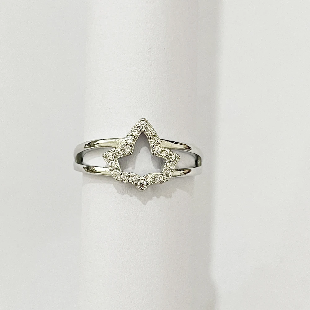 High quality zircon inlaid maple leaf friendship ring
