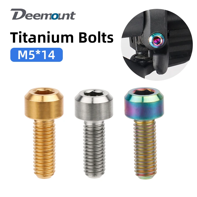 M5X14mm Titanium Fixed Bolts for mtb Road Bike Thumb Shifter M4 Hex Socket Ti Brake Lever Screws Fastener Bicycle Accessories