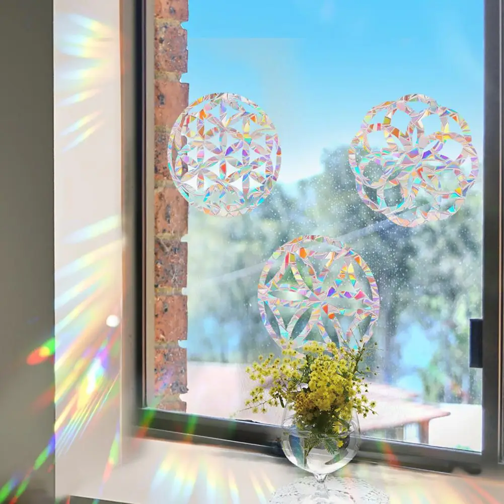 1 Set Rainbow Window Stickers PVC Suncatcher Prism Non-Adhesive Decals Static Stickers For Home Glass Door Window Wall Decor