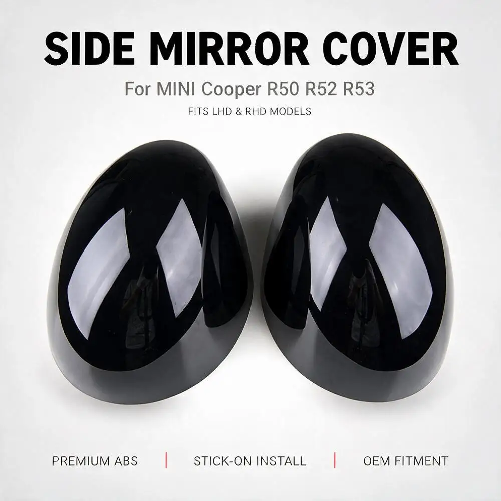 For MINI Cooper R50 R52 R53 2001-2008 PC Material Solid Color Mirror Caps Cover Side Mirror Stick-on LHD RHD 1 Pair