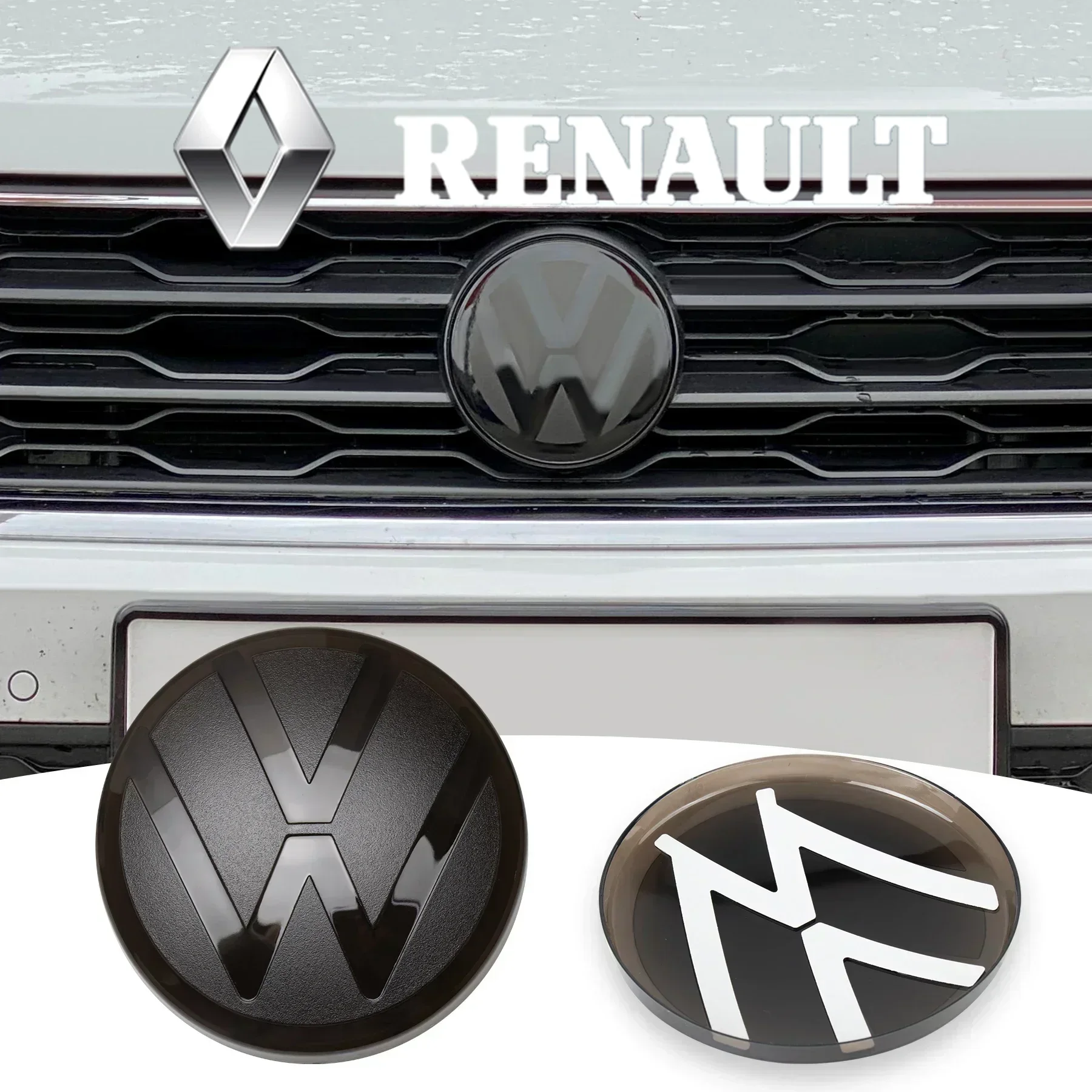 

1Set Car Front Radiator Grille Logo Sticker Rear Trunk Lid Badge Cover For Volkswagen VW Tiguan 2017 2018 2019 2020 2022-2023