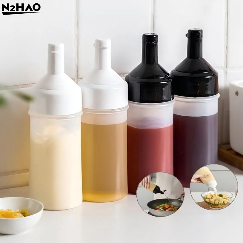 250Ml Kitchen Squeeze Seasoning Bottle With Rack Leak-Proof Condiment Empty Bottles