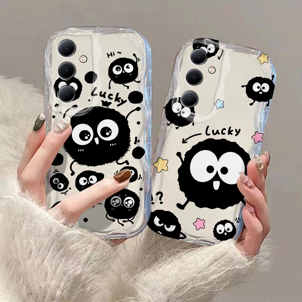 Funny Black Briquettes 3D Wave Case For Samsung A73 A72 A71 A55 A54 A53 A35 A34 A33 A25 A24 A23 A15 A14 A13 A05 A04 4G 5G Cover