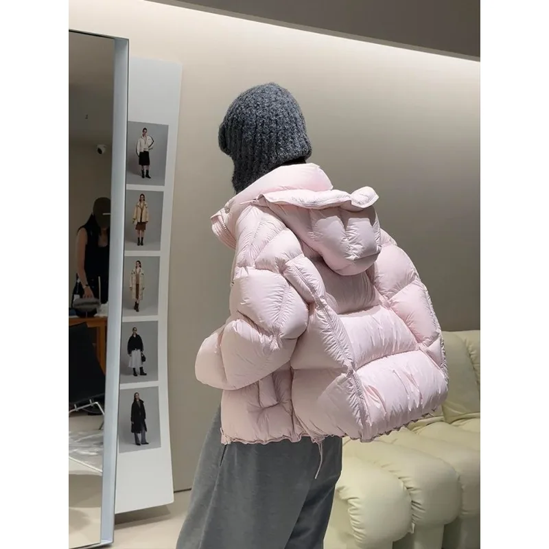 

A New Thickened, Versatile and Slimming Korean Fashionable Pink Hooded Cotton-padded Jacket for Women in Winter Women’s Wear