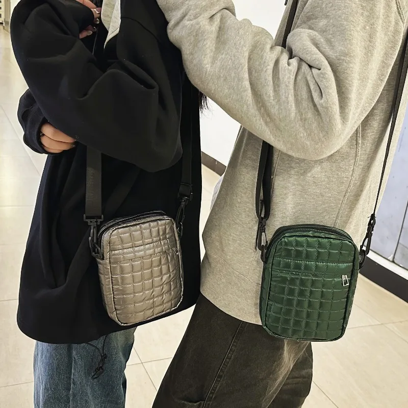 

Fashion Minimalist Small Shoulder Bag for Men Trend Cotton Filling Sling Crossbody Bag Unisex Lightweight Casual Phone Bag Male