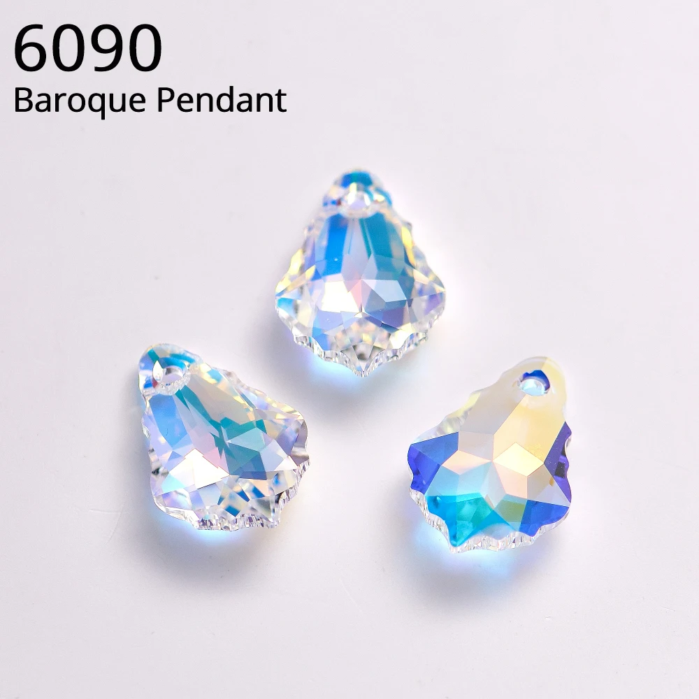 Original Crystals from Austria 6090 Baroque Pendant Rhinestone Beads for Necklace Earrings Brooch DIY Jewelry Making Accessories