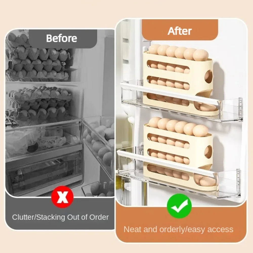 Transparent Egg Storage Box Large Capacity Space-saving 4-layer Ladder Egg Box Refrigerator Side Door Egg Holder Rack Kitchen