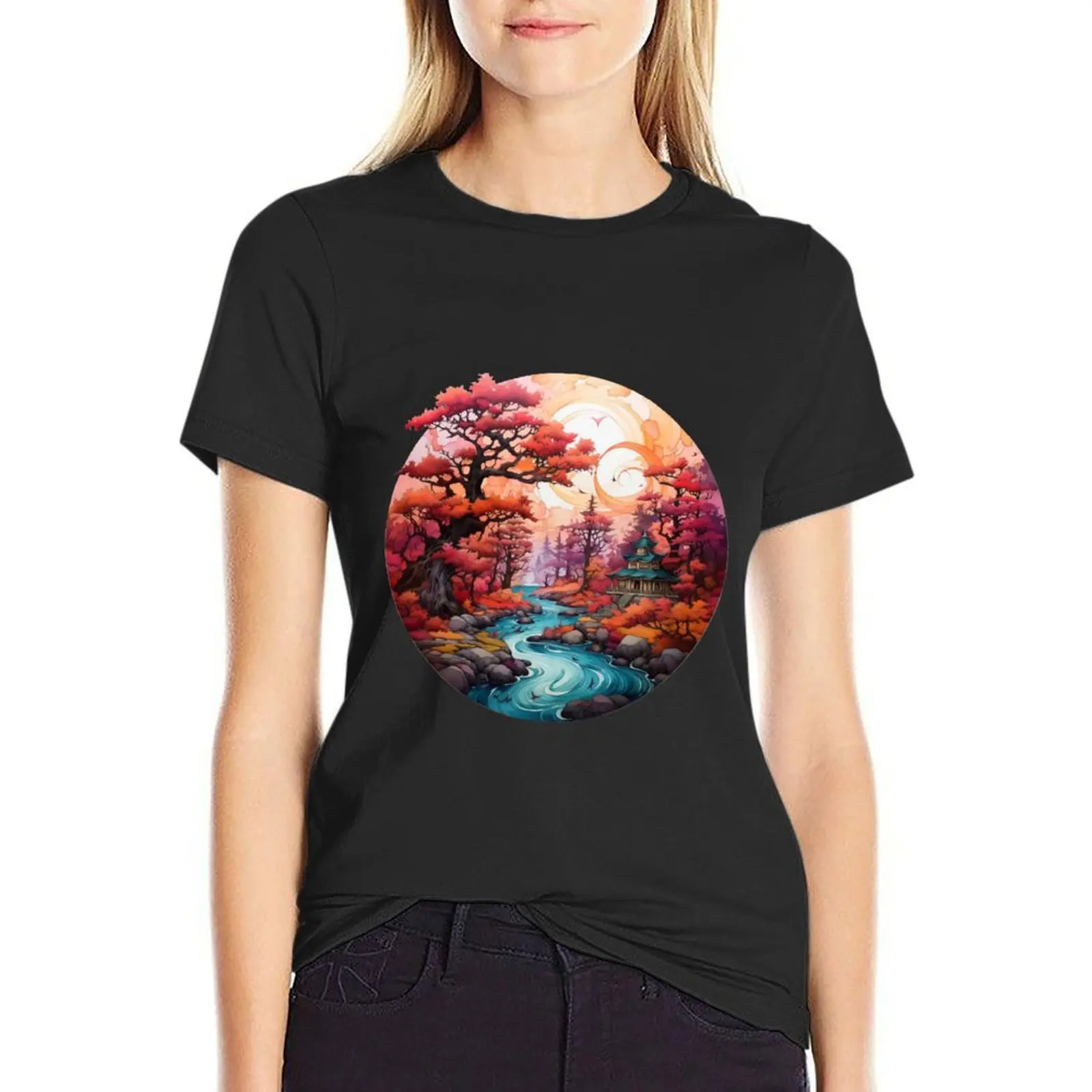 Autumn oriental fantasy design T-Shirt customs design your own vintage anime T-shirts for Women