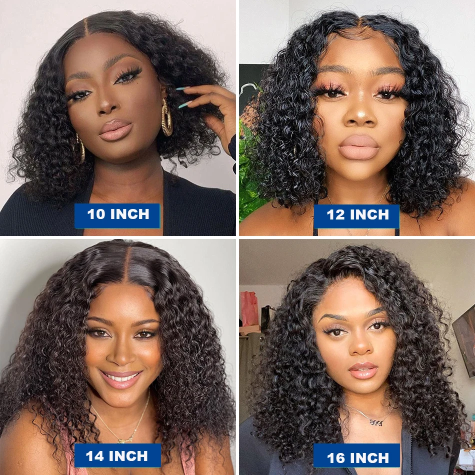 Curly Short Bob Wigs 250% Density 13X4 Lace Front Human Hair Wig Water Wave Lace Front Wigs Human Hair Loose Deep Wave Bob Wigs