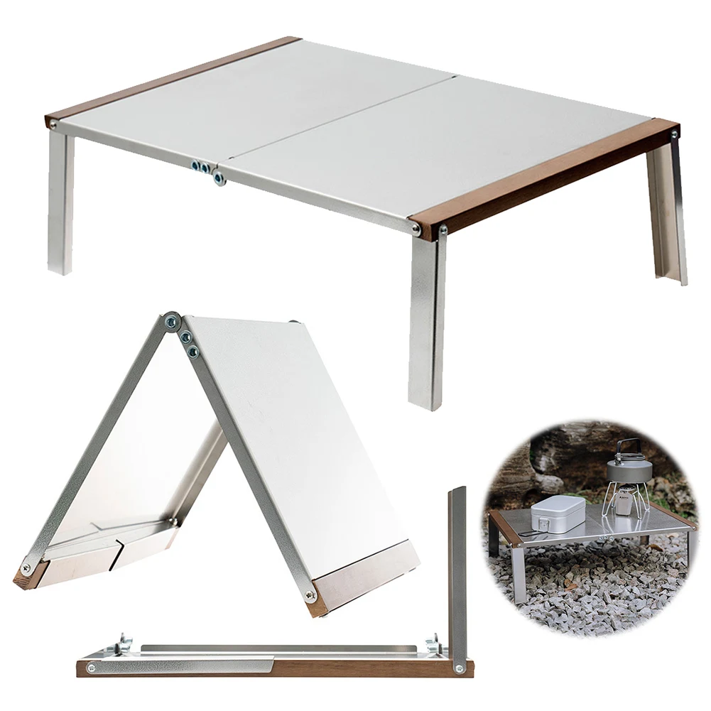 Portable Barbecue Table Stainless Steel Collapsible Camping Table Outdoor Foldable Table for Backpacking Hiking