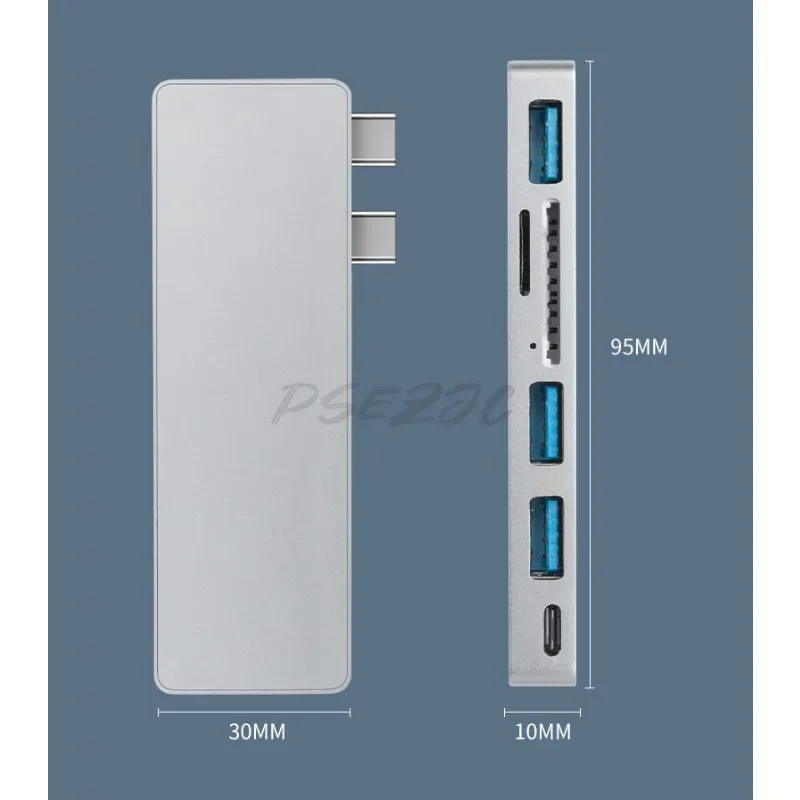 USB C Hub Suitable for 6-in-1 Multi Interface Dual Head C-type Docking Station Tablets and Laptops