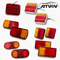 ATVOV Waterproof 2x LED Car Trailer Truck Tail Light Rear Turn Signal Rear Fog Indicator License Plate Lamp 12V 24V Boat Lorry