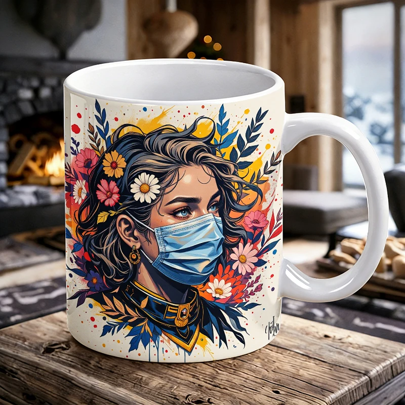 

Fusion Artistic Key Button Pattern with Modern Floral Accents Mug with a bottle opener function of 2026 Major Football Event