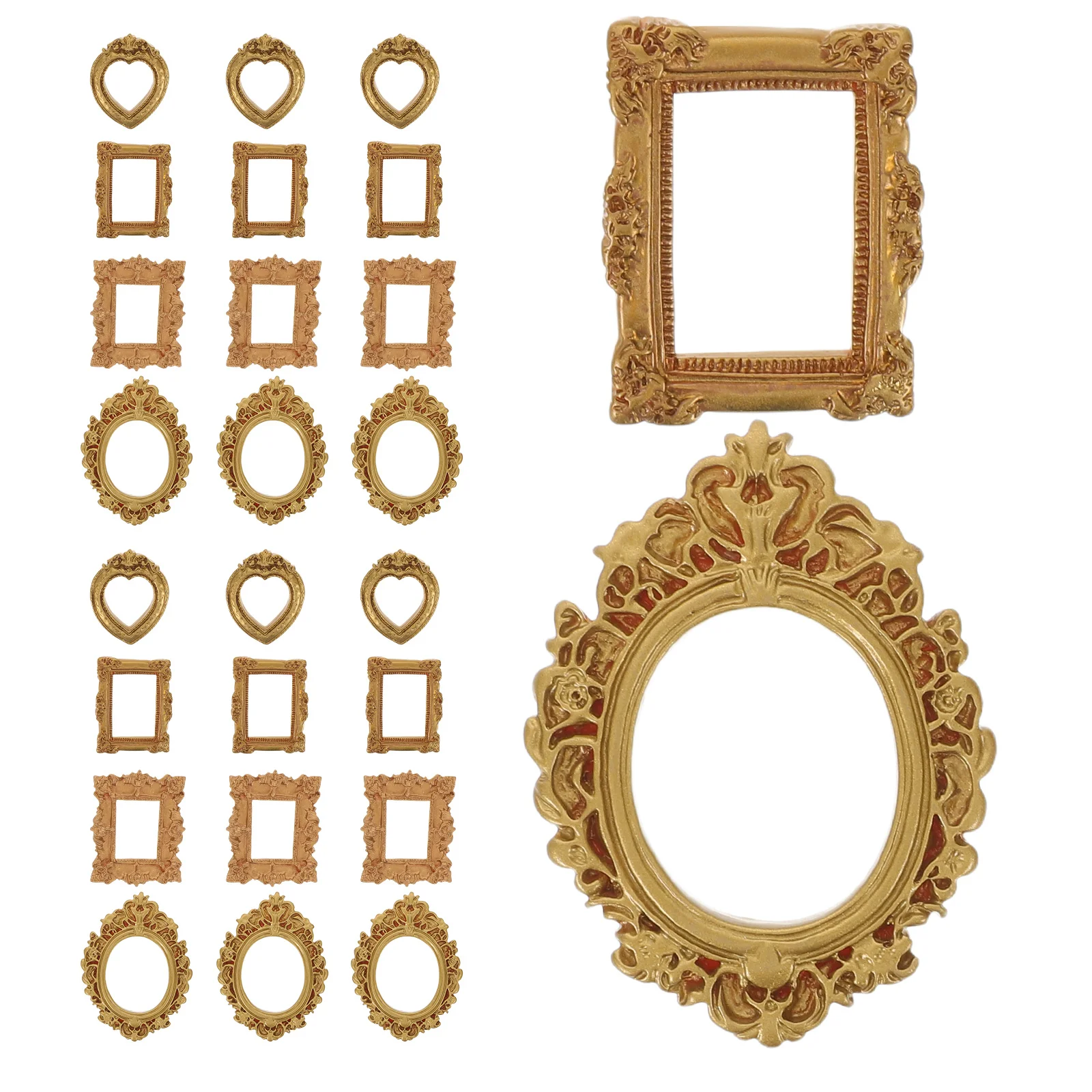 

40Pcs Small Vintage Picture Frames Resin Mini Photo Frame for DIY Tabletop Display Wall Decoration Dollhouse Furniture
