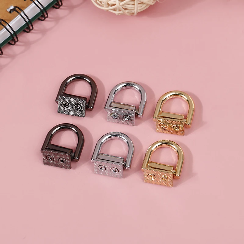 2Pcs D Ring Bag Side Clip Buckles Screw Handbag Chain Handles Connector Bag Strap Belt Hanger DIY Hardware Bag Accessories