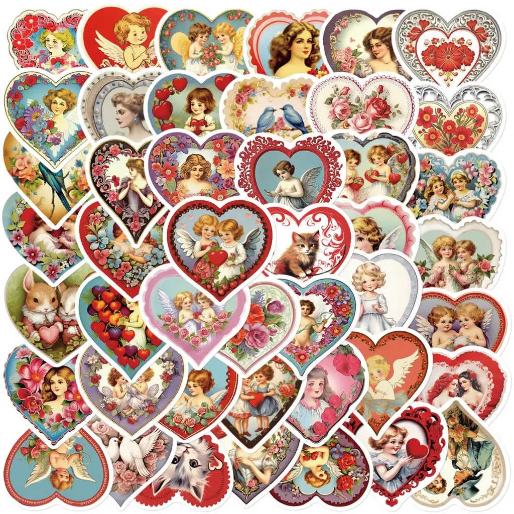 50PCS Vintage Love Stickers Decoration DIY Notebook Water Cup Car Laptop Computer Scrapbook  Graffiti Personality Sticker Toy