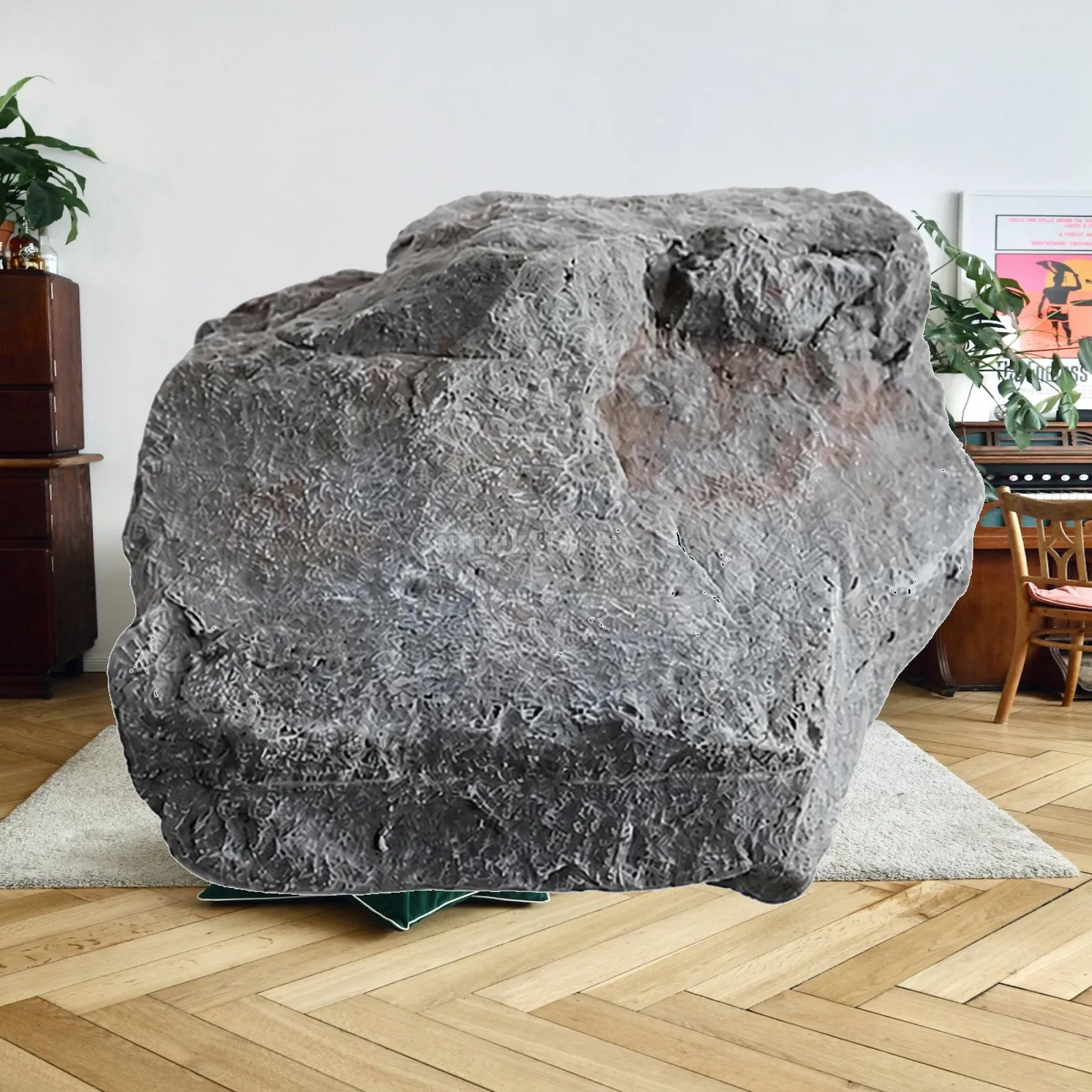 Realistic PU Faux Rock Decor Irregular Textured Stone Sculpture for Vivarium Potted Plant Arrangement Interior