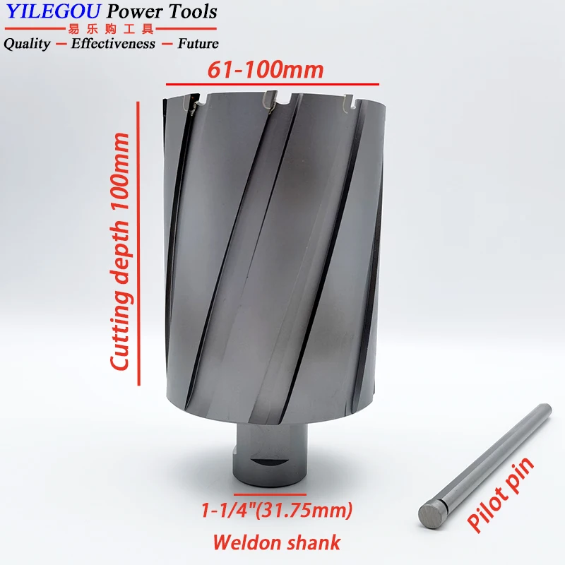 61-100mm x 100mm TCT Annular Cutter. 4 Inch HardAlloy Drill Bit. 100mm Carbide Metal Hole Saw With 1-1/4\