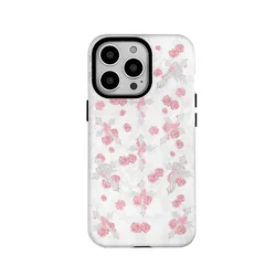 Korean Ins Light Pink Rose 2-in-1 Retro Phone Case for IPhone 16 15 14 13 Pro Max Back Phone Cover for 12 11 Pro PLUS XR X Capa