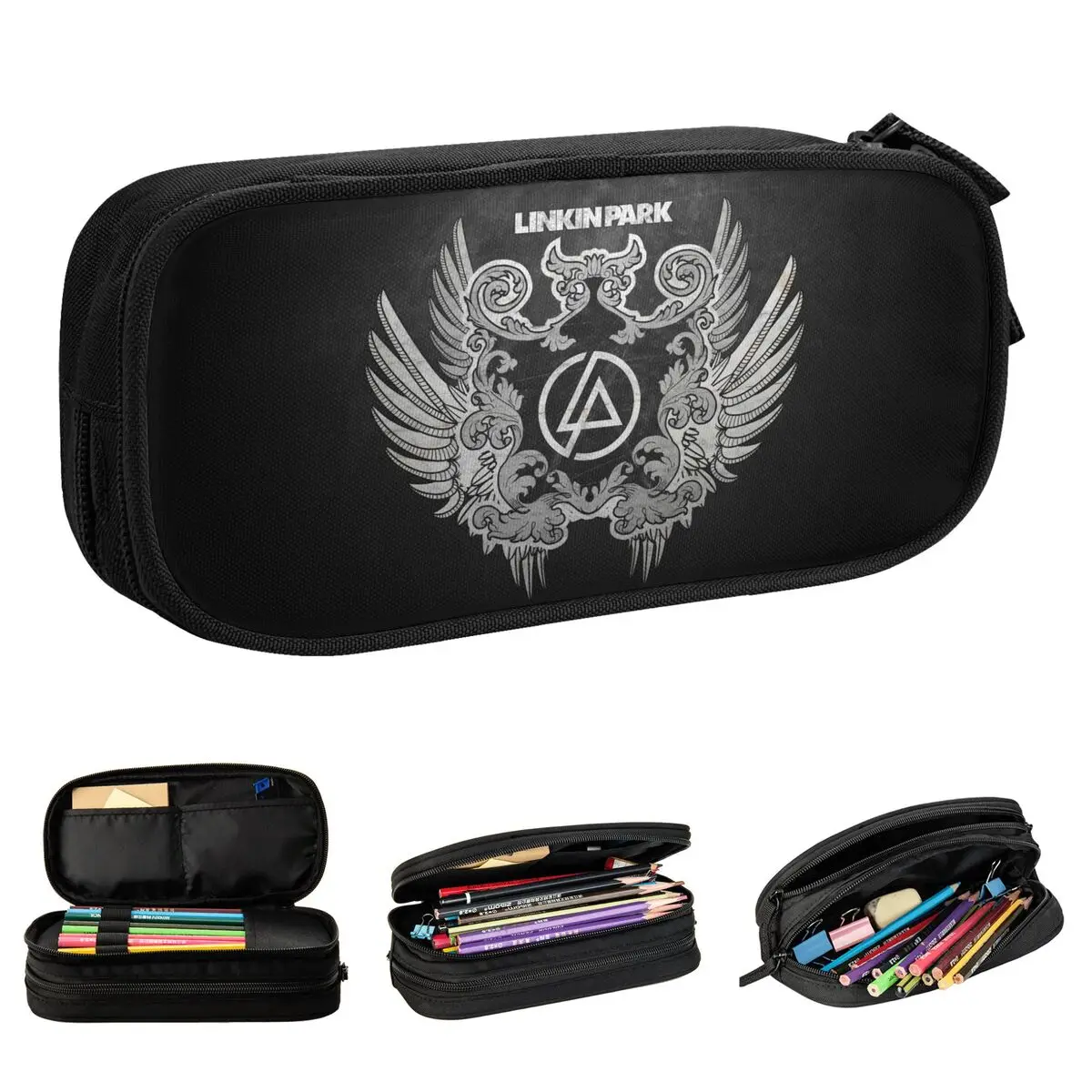Creative Linkinpark Nu-โลหะดินสอRockเพลงPencilcasesปากกาสําหรับนักเรียนขนาดใหญ่กระเป๋าสํานักงานของขวัญเครื่องเขียน