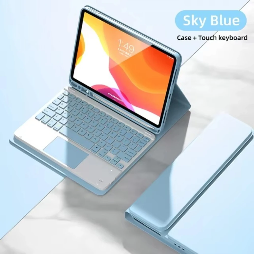 حافظة لوحة مفاتيح BT لجهاز iPad Air 11 بوصة M2 M3 2025 2024 A16 11th Air 5th 4th Gen M4 M2 Air 13 M2 M3 iPad 10th 9th 8 7 10.2 10.5