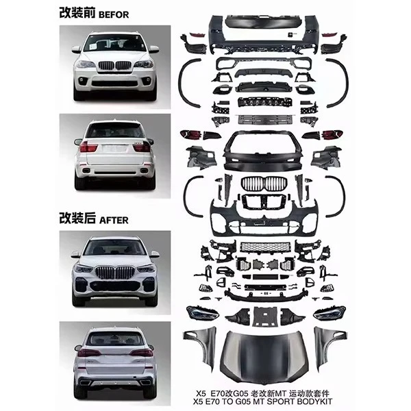 For Conversion Body Kit ABS Front Bumper Fenders Hood Trunk Lid Headlights Upgrade for BMW X6 E71 to G06 Other Exterior