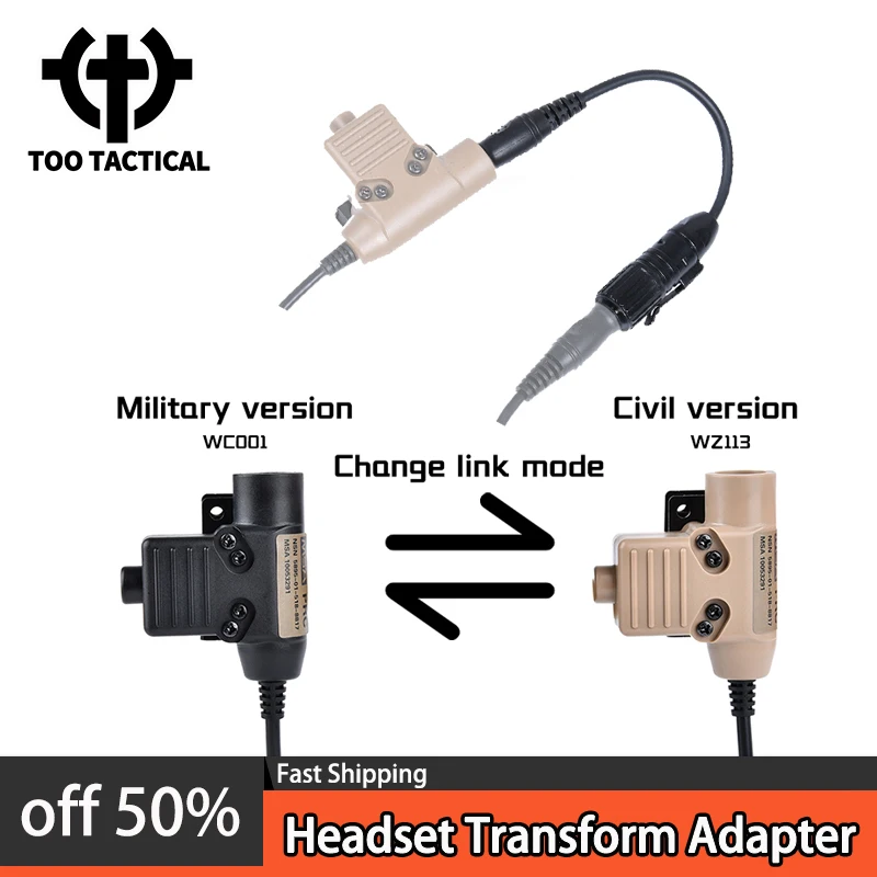 

Militry Headset Wiring Transform Adapter Tactical Softair Full Series Headphone PTT Adapters U94 Kenwood Accessories 7.0 Plug