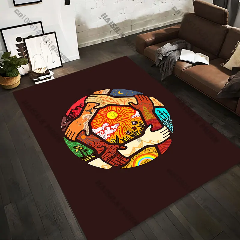 Tapis imprimés « Unity Harmony Nature Interconnectedness » en 21 tailles pour tapis de yoga pour adultes, décoration de salon, tapis personnalisé