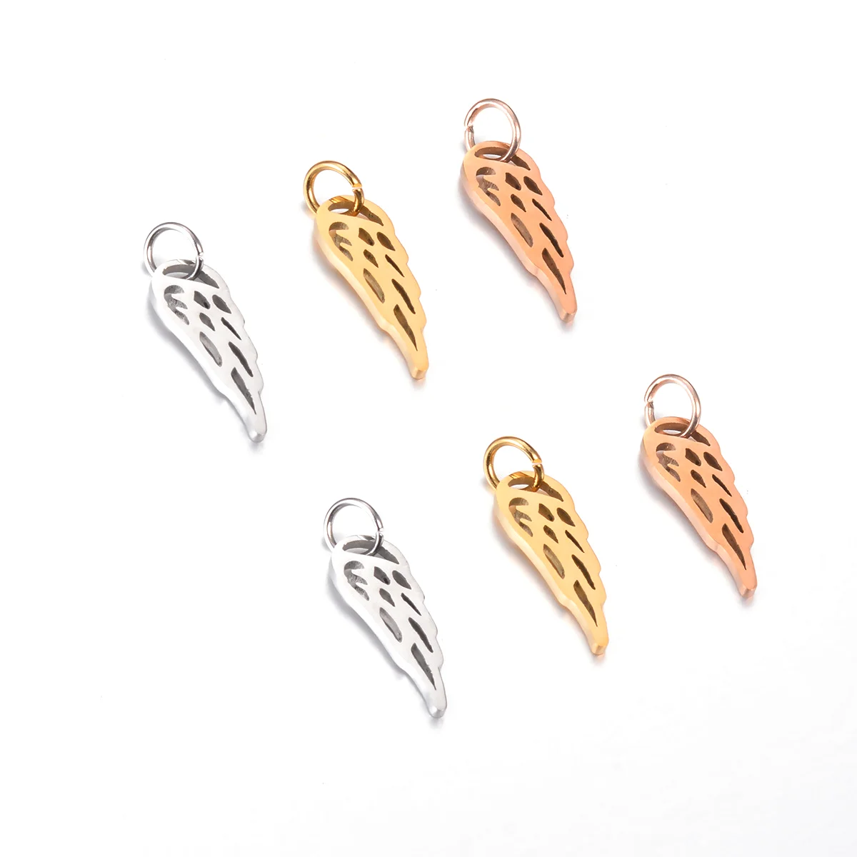 10Pcs Wing Charms Stainless Steel SIilver/Gold/Rose Gold 3 Color DIY Jewelry Making Necklace Bracelet Wholesale
