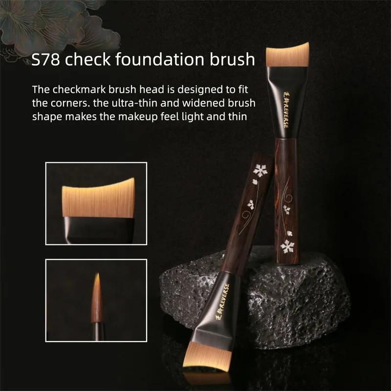 Anti-aging Sandalwood Mother-of-pearl S78 Hook-shaped Foundation Brush Applying Foundation, Doesn't Easily Absorb Product,